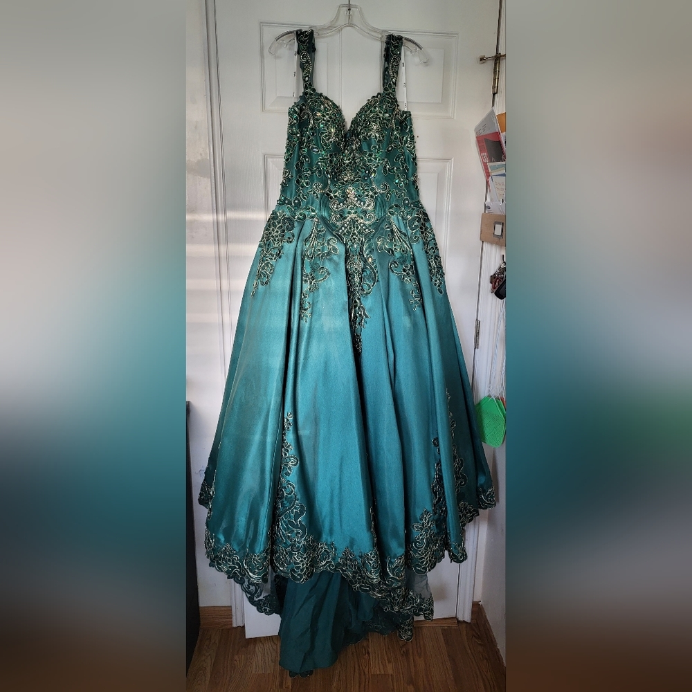 Green and gold jewled dress